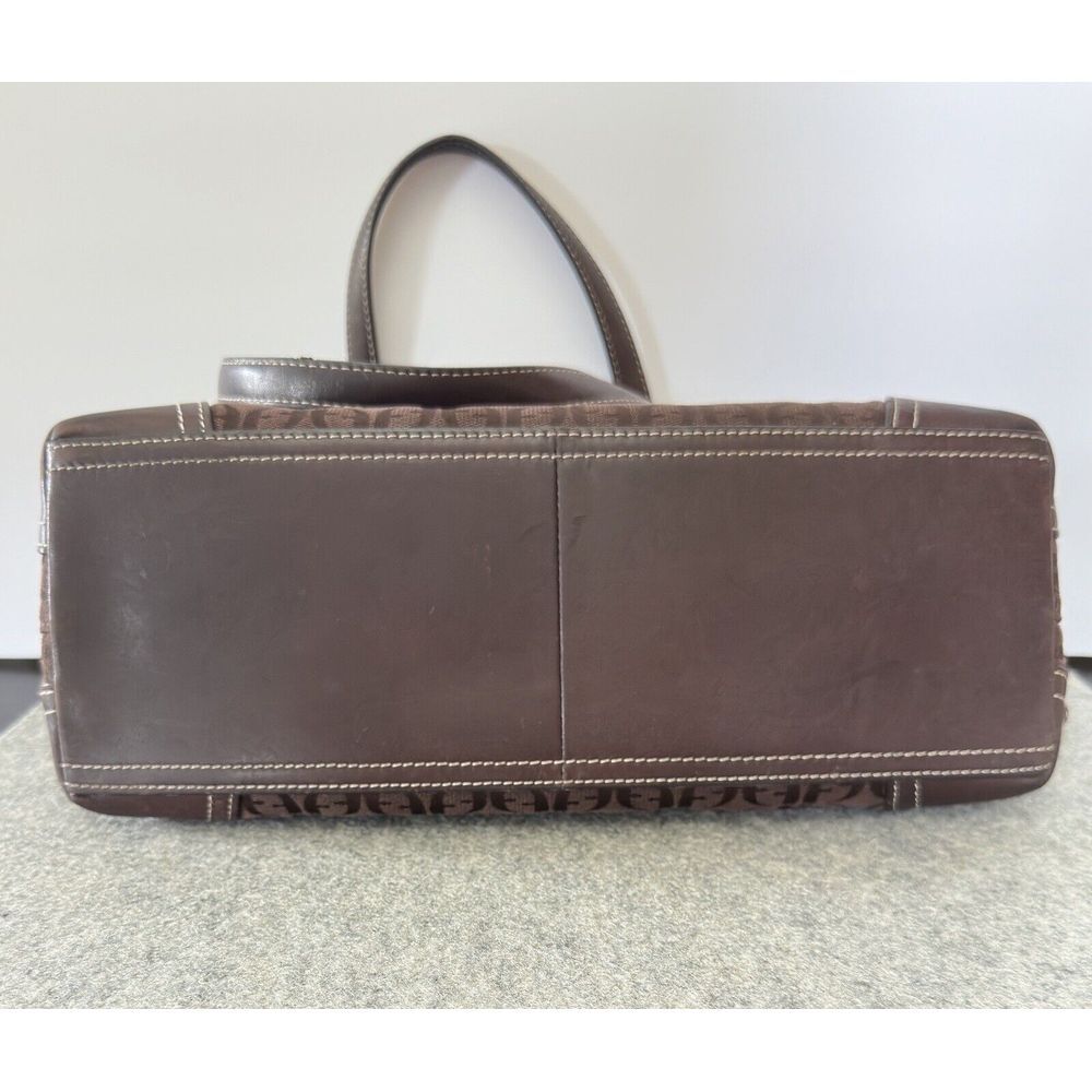 Fossil Modern Vintage Canvas Dark Brown Purse Double Handle - Picture 7 of 9